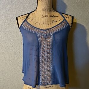 Aeropostale Blue Crop Camisole with Embellishments